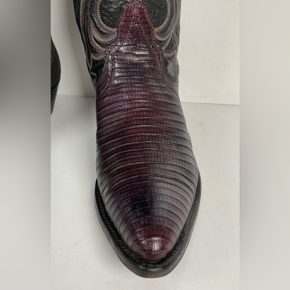 Vintage Larry Mahan Teju Lizard Cowgirl Boots | Purple | Women’s 7.5 B - Picture 8 of 16